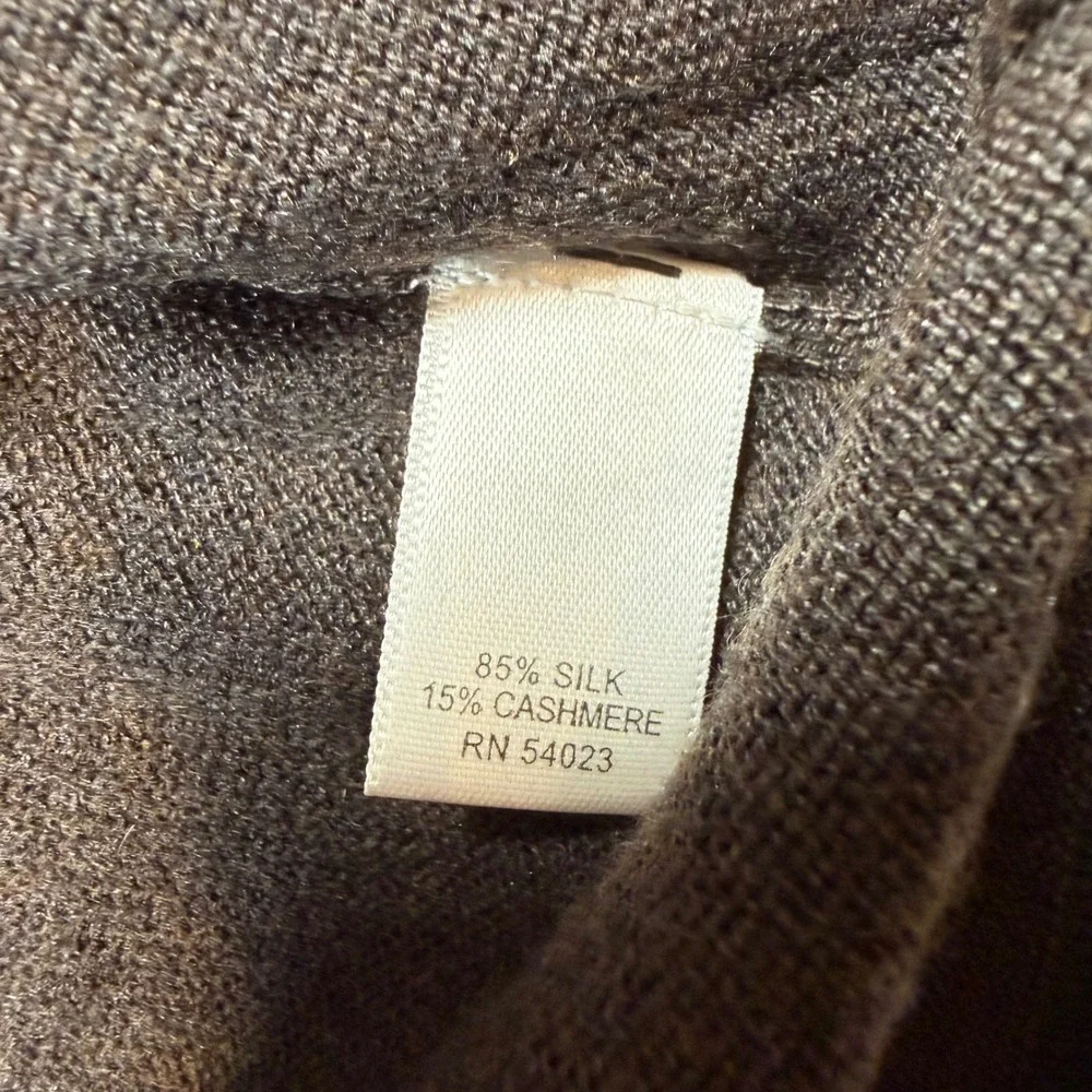 Banana Republic V-Neck Sweater Mens L Brown Silk Cashmere Blend Long‎ Sleeve